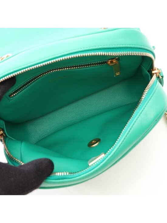Chanel Backpack Quilted Square Chain Green Lambskin main image 6